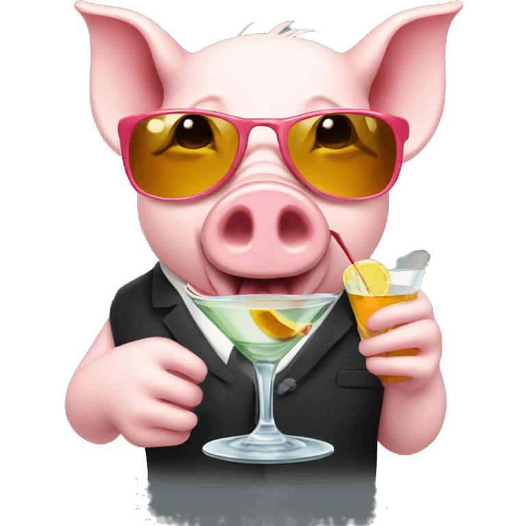 Pig drinking a martini  emoji