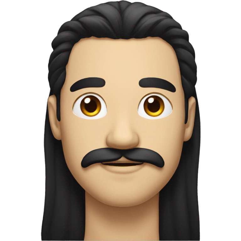 he has got long black hair and he has got mustache emoji