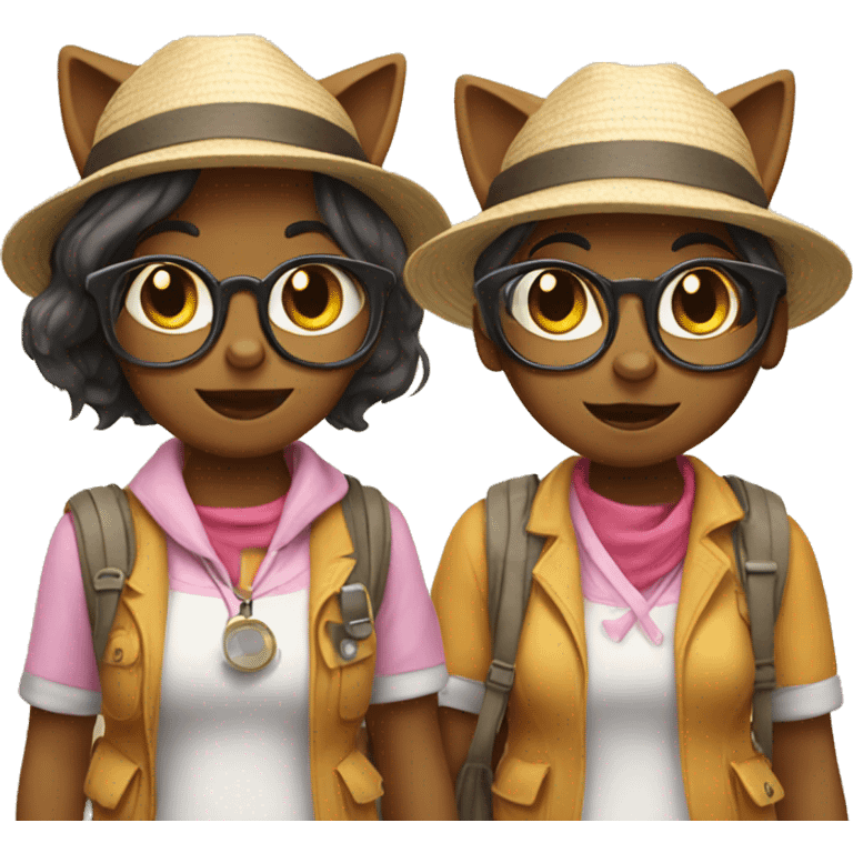 2 girl cats dressed up as tourists emoji