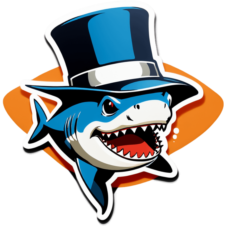 Shark with a top hat emoji