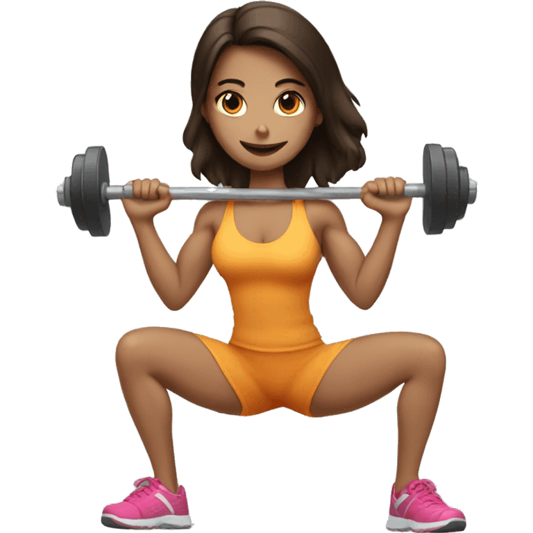 brunette girl lifting weights emoji