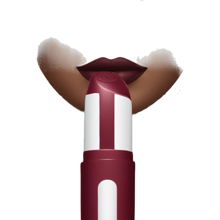 a burgundy lipstick with white stick emoji