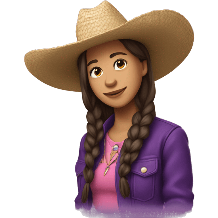 Olivia Rodrigo con un sombrero de vaquera morado emoji