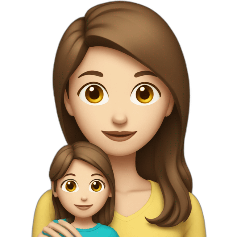 mother and child with brown hair5 and white skin full length emoji