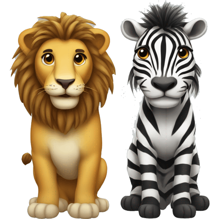 lion and zebra friends emoji