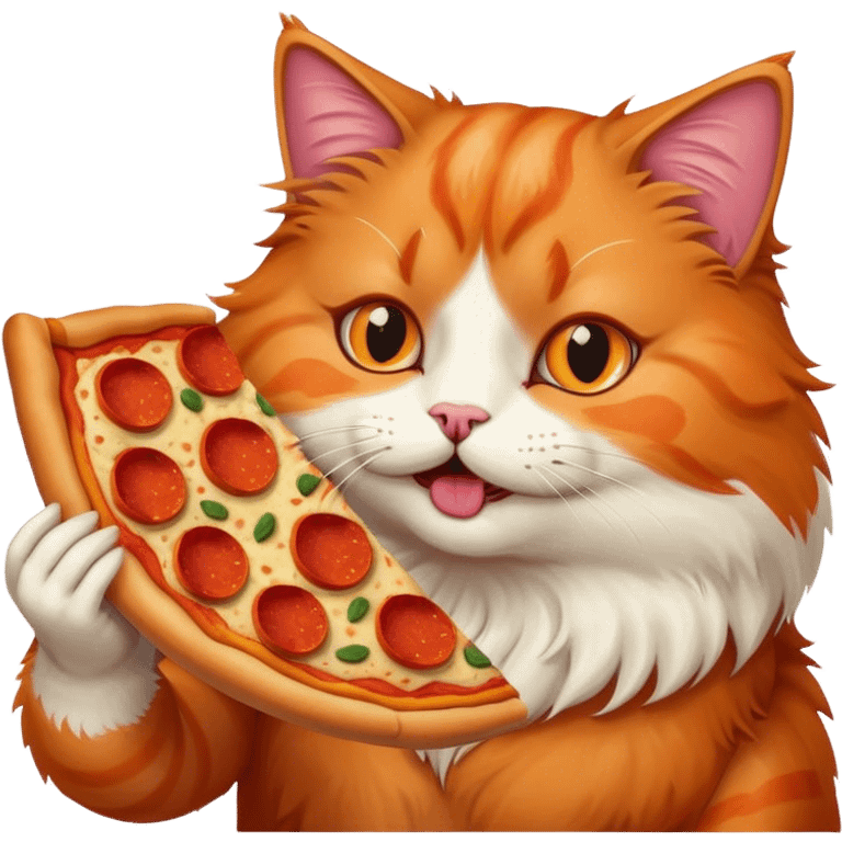 Cat eating pizza emoji