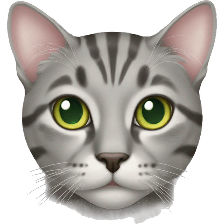 Cat grey tabby Green eyes emoji