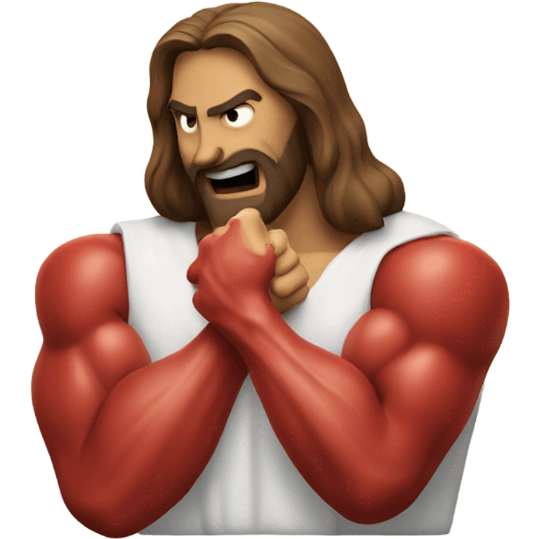 Jesus arm wrestling the devil emoji