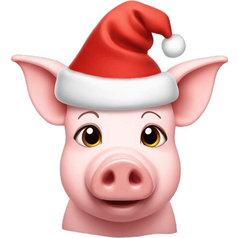 pig wearing christmas hat emoji