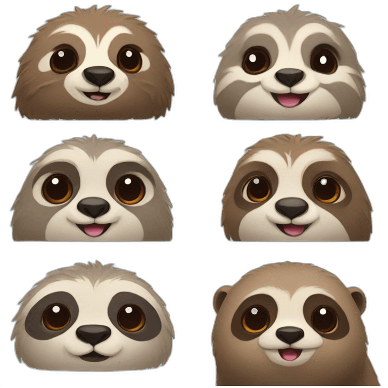 sloth and otter cute faces emoji