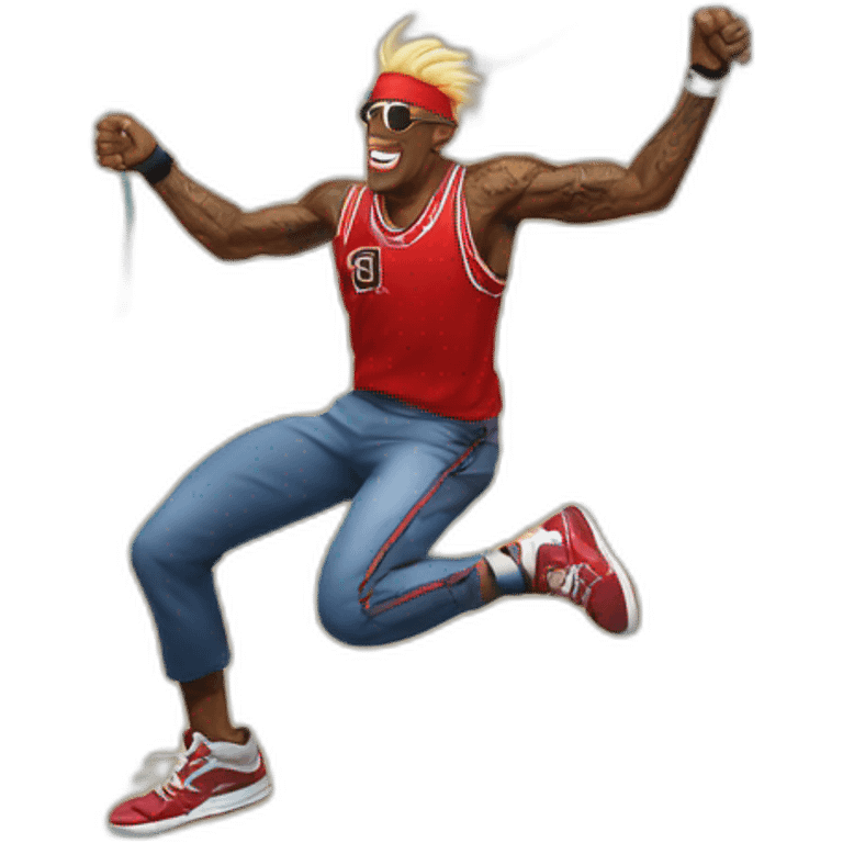 Dennis rodman jumping with a rope emoji