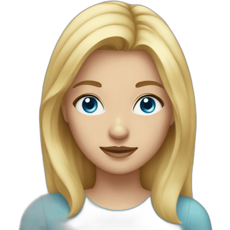 young woman with blue eyes and medium blonde hair emoji