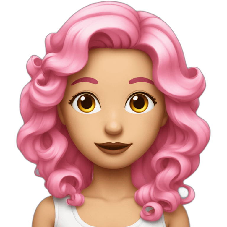 Cheuveux rose long ondulés  emoji