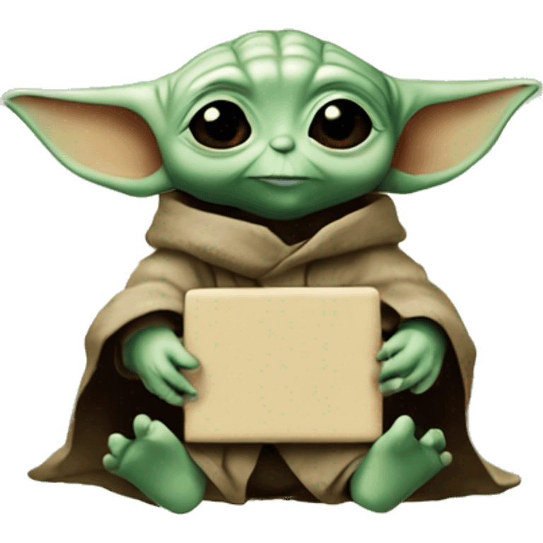 baby yoda holding picture frame emoji