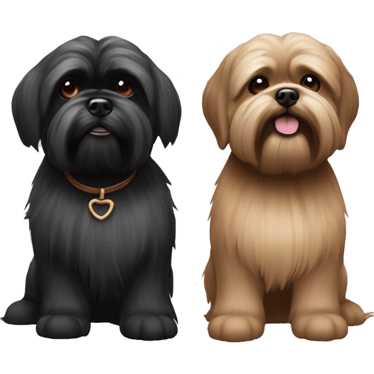 one Lhassa apso marron and the other balck Lhassa apso emoji