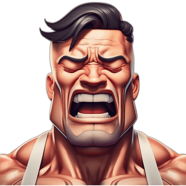 man with muscles crying emoji