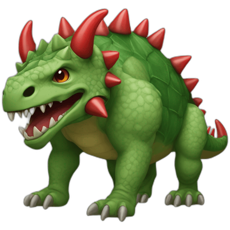 Green Tarasque with six feets and red horns emoji