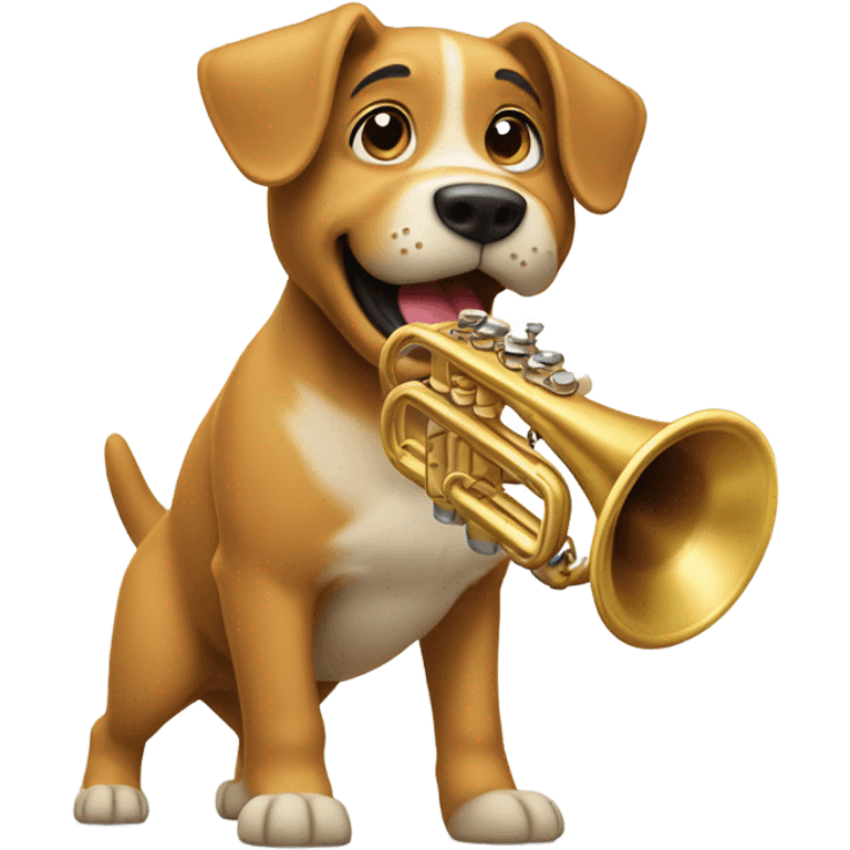 Dog playing trumpet emoji