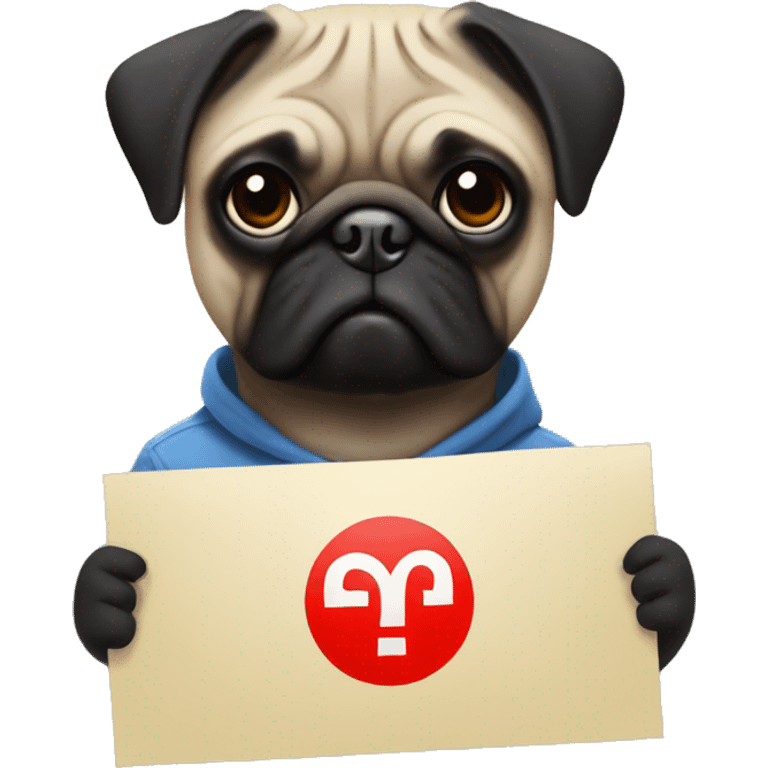 Pug mask from grand theft auto holding a sign with a large W on it  emoji