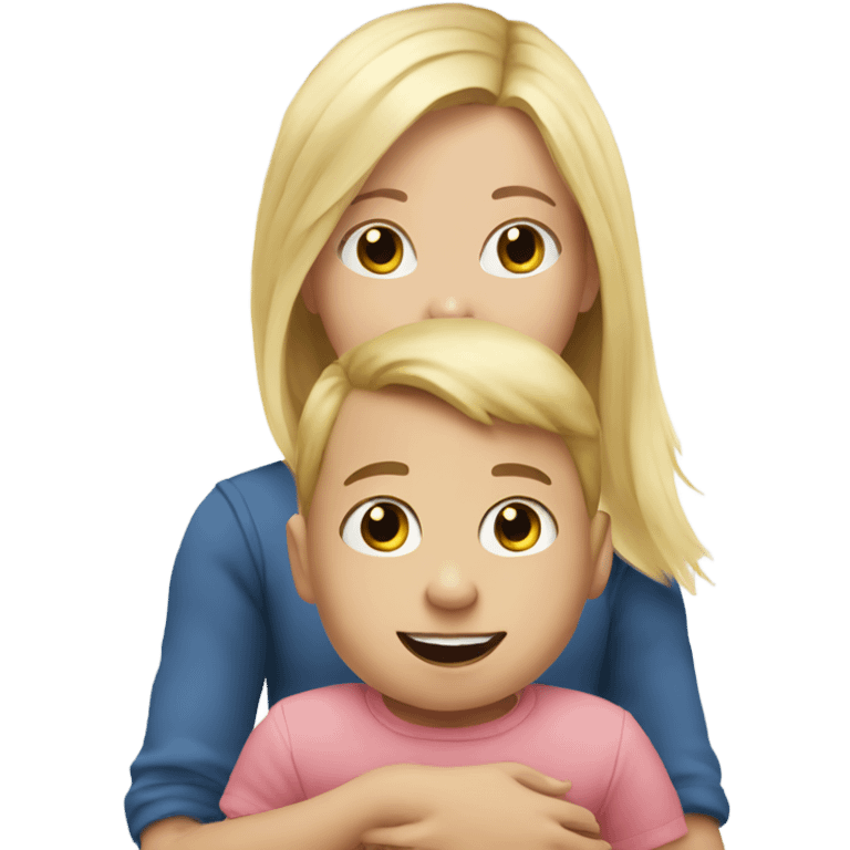 Blonde Girl with baby brother emoji