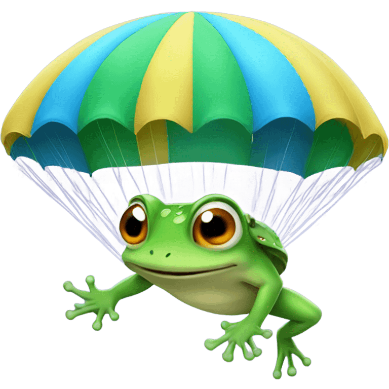 Frog parachuting emoji