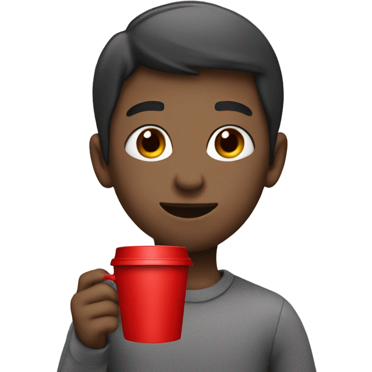 Monochrome boy with red cup emoji