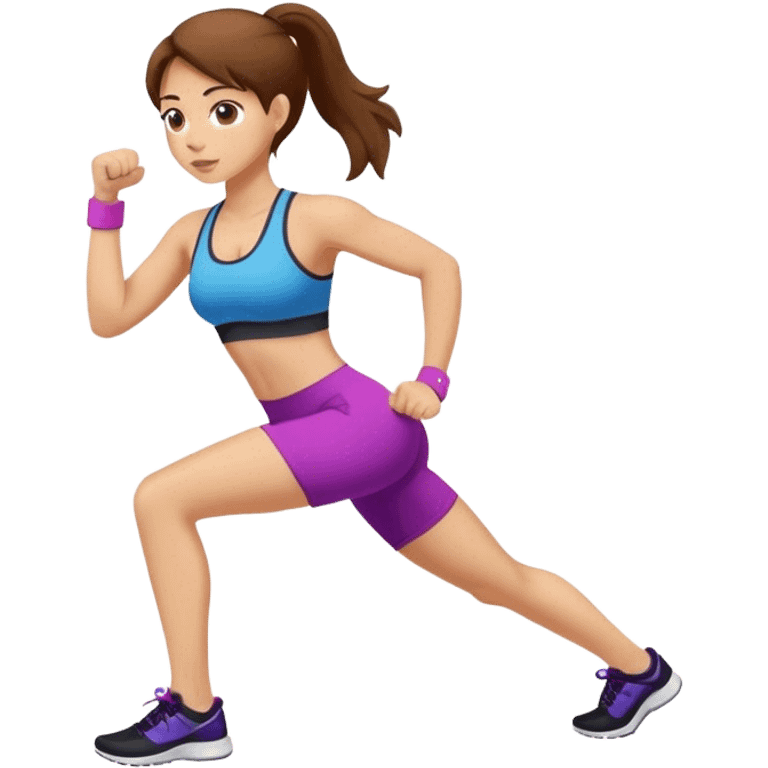 Girl with brown hair working out emoji