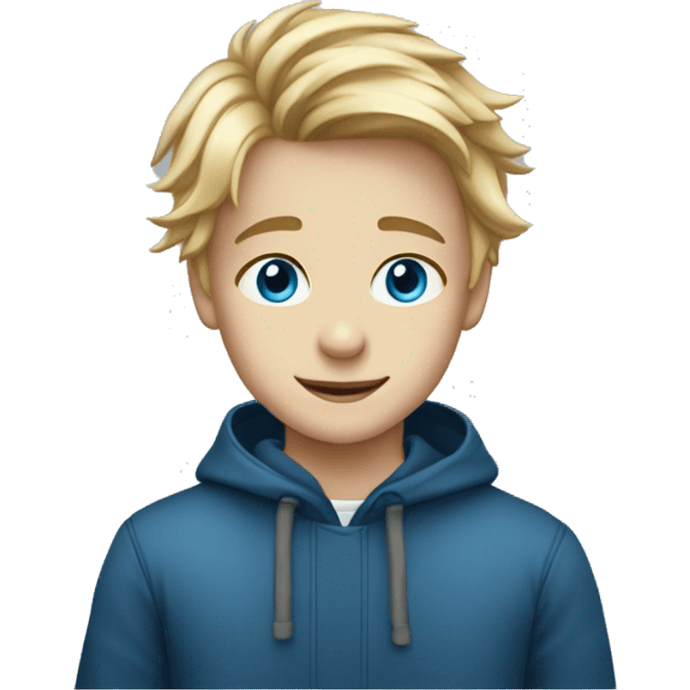 young boy blond hair blue eyes approximatively 17 years emoji