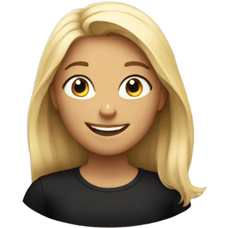 smiling girl in black shirt emoji