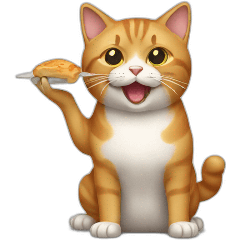 Un chat qui mange du pain emoji