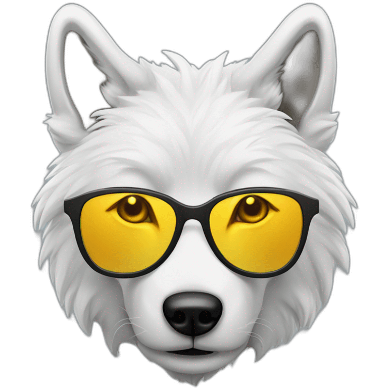 Loup blanc avec lunettes de soleil emoji