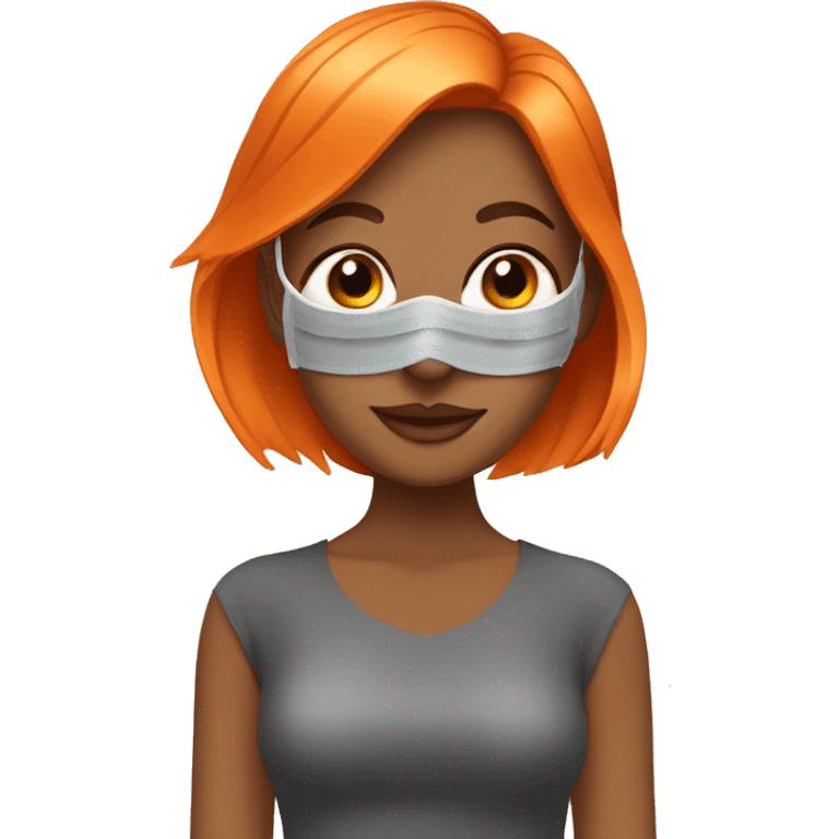 Tan girl with orange hair with face mask spa beauty full face relaxing emoji