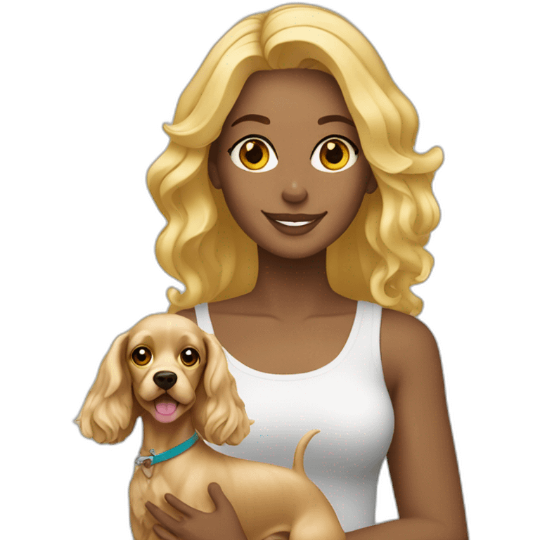 Blond brazilian woman with a cocker spaniel emoji