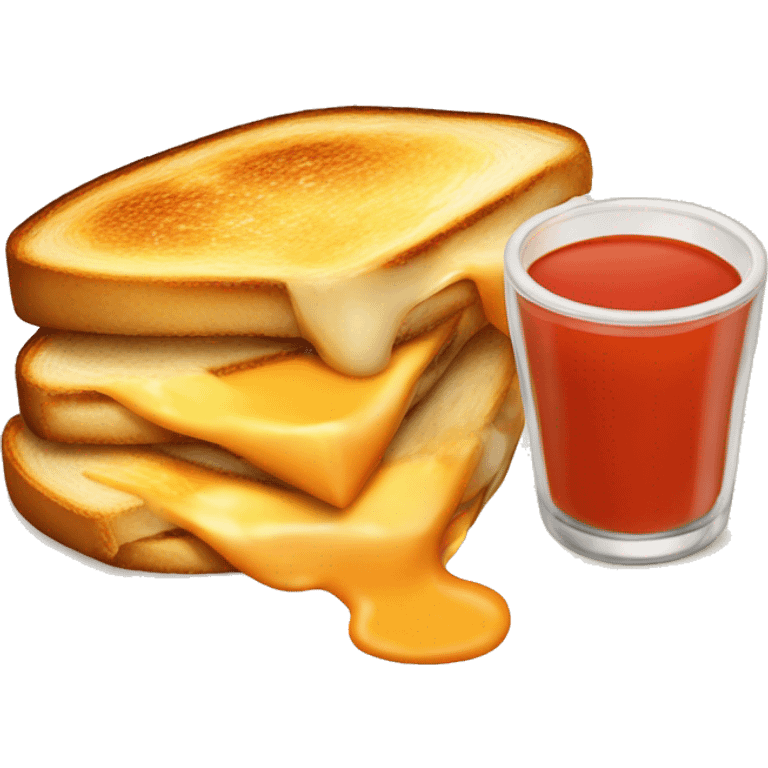 fancy grilled cheese sandwich with tomato soup emoji