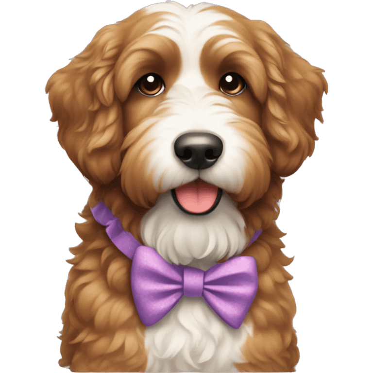 Bernedoodle dog with a bow  emoji