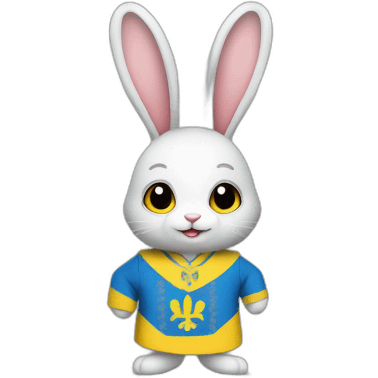 rabbit in a Ukrainian flag costume emoji