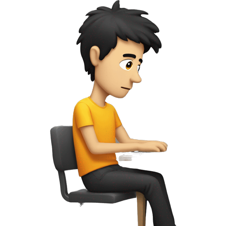 tired white man with black hair, sitting at a laptop


 emoji