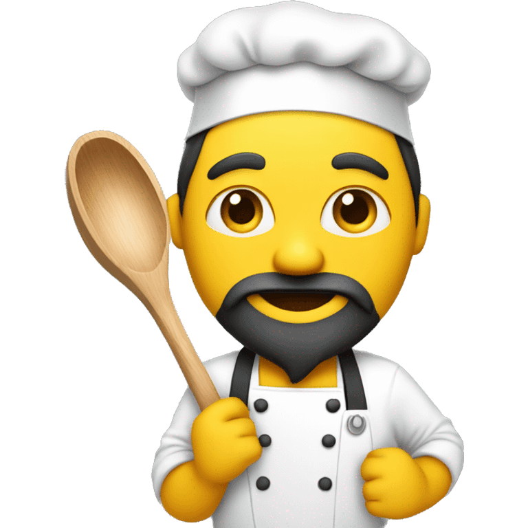 Chef, yellow skin, growing beard. with a wooden ladle in hand emoji