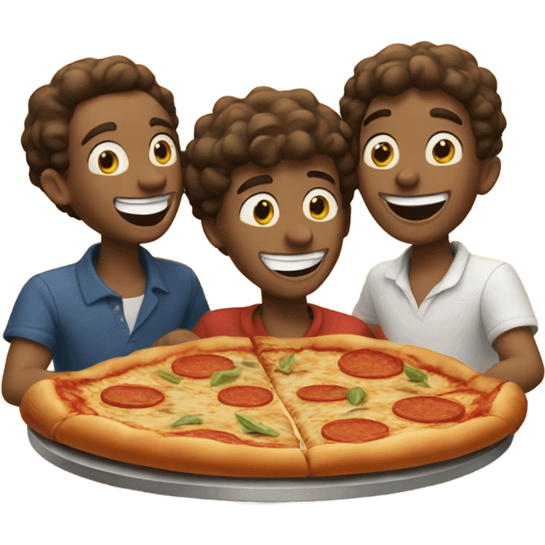 Three lads eating pizza downtown Manhattan. Before hitting the outdoor bar and dance.  emoji