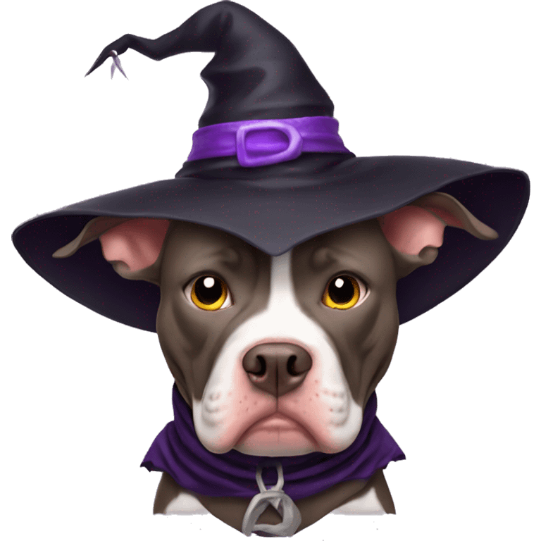 Pitbull wearing witch costume emoji