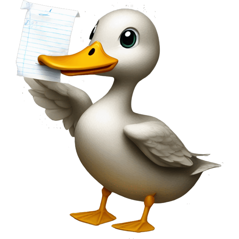 Duck holding paper writed number 2 emoji