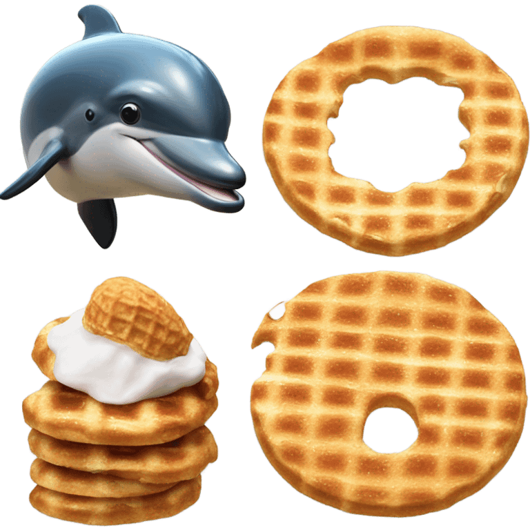 a dolphin who is both german and a police officer eating a stroopwafel emoji