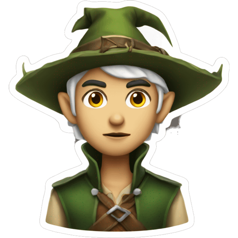 Fierce elf ranger wearing fedora  emoji