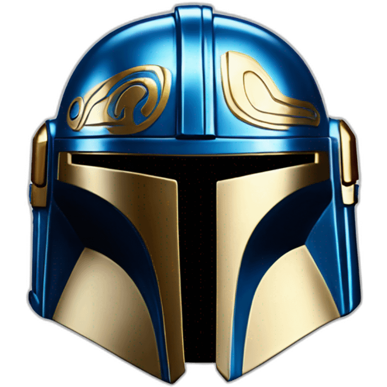 shiny blue mandalorian helmet with gold frame emoji