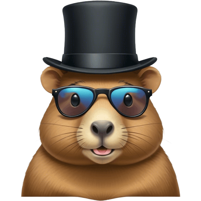 Capybara with top hat and sunglasses emoji