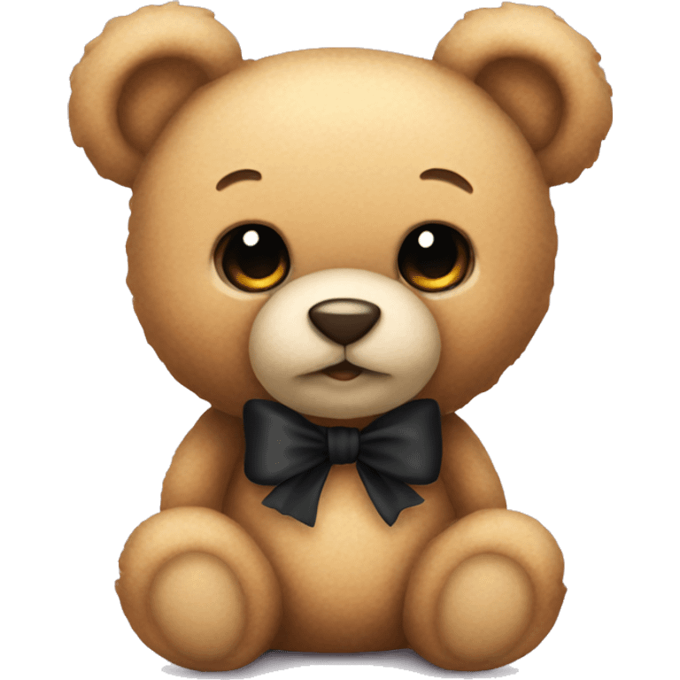 Cute teddy bear with black bow emoji