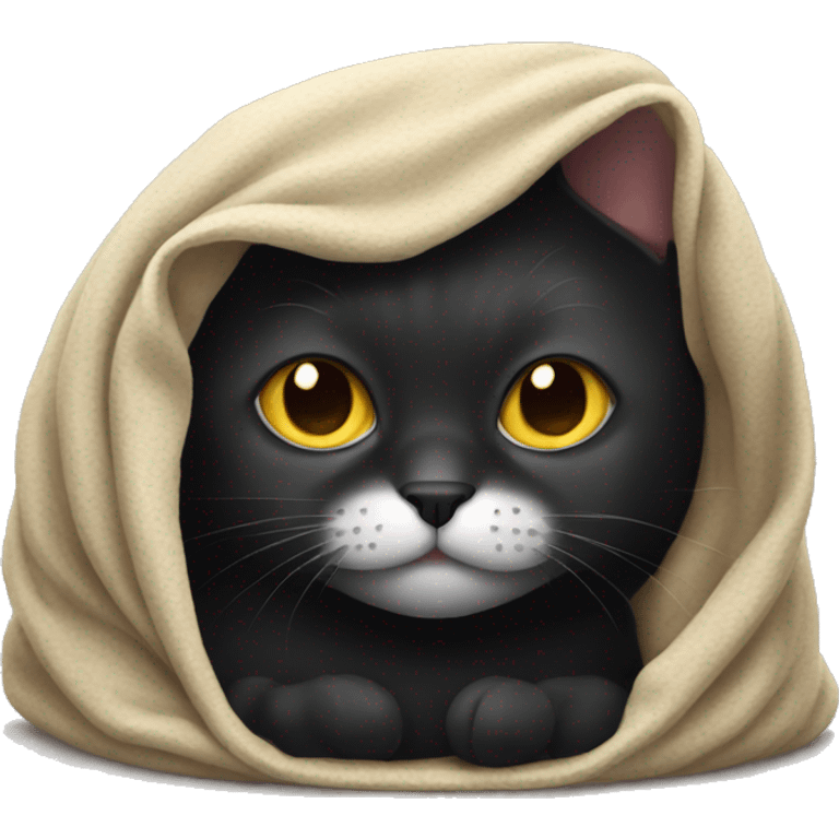 Black cat under blanket emoji