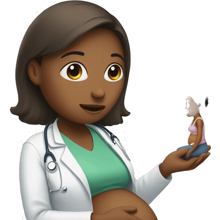 pregnant woman talking to a doctor emoji