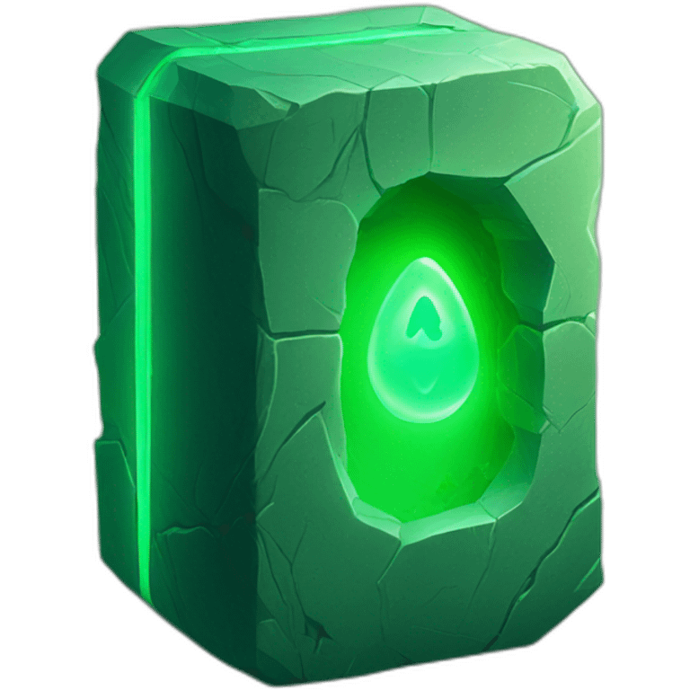 case, inside a green glowing stone emoji