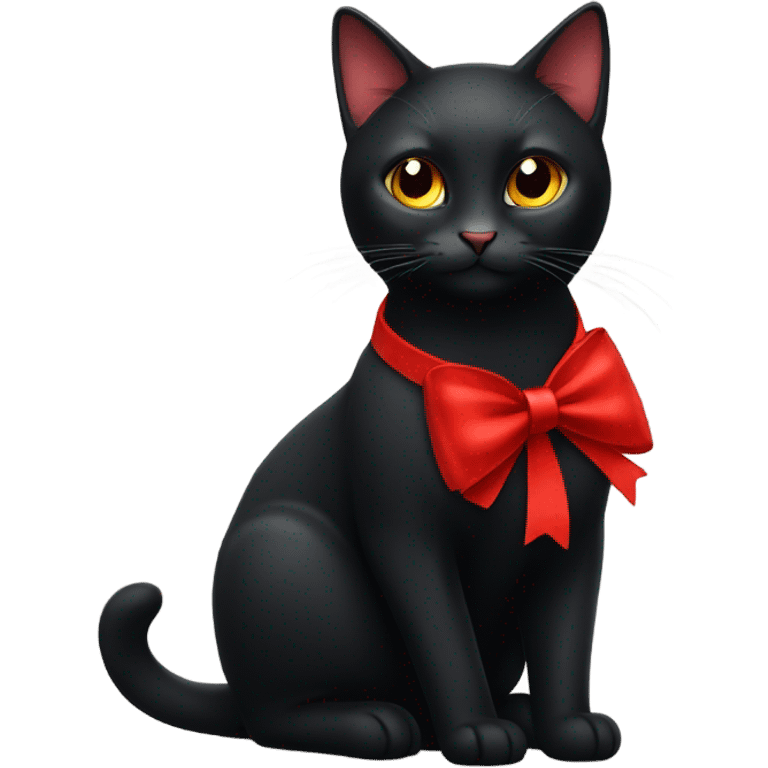 black cat with red bow emoji